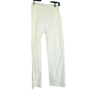 Embroidered‎ White Pants Bohemian Casual Comfy Lounge Pants Pockets Pull On sz M